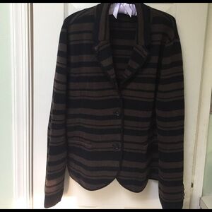 Loft 100% cotton sweater blazer size Large black and brown